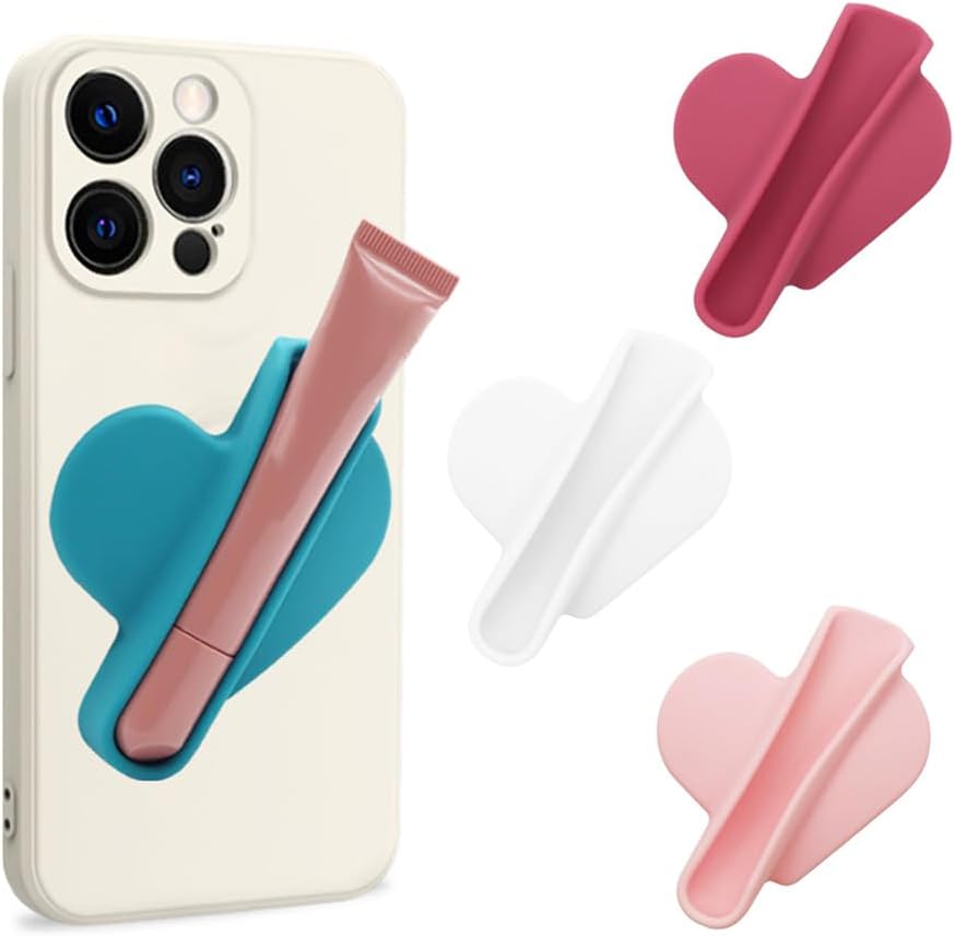 Lip Gloss Adhesive Sleeve for Cell Phone, Azonee Heart Shape Silicone Lip Phone Holder for iPhone, Android, Galaxy Smartphones 2026
