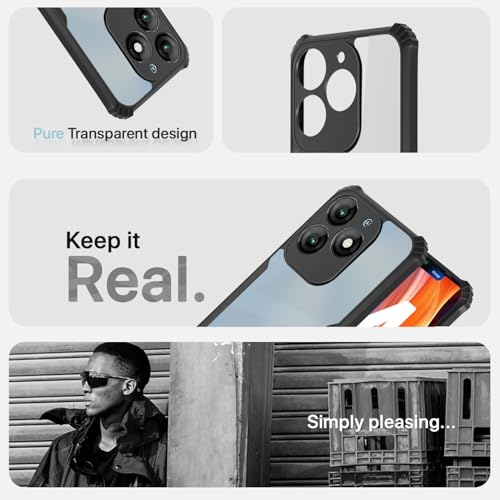 Image of Pikkme Crystal Clear Transparent Back Cover | Ultra Hyrbid | Full Camera Protection | Raised Edge | Bumper Case for itel A70 (Black)