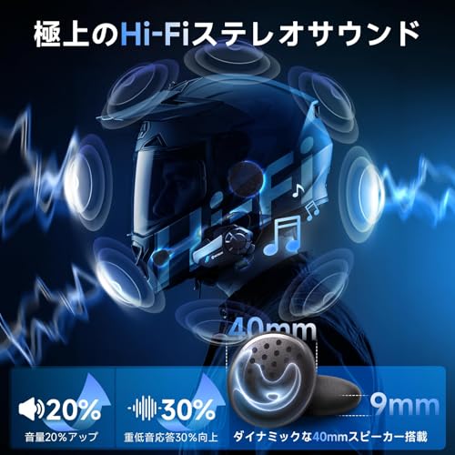 バイク用インカム Moman(モーマン) H2S ワイヤレス5.3+5.1 ヘルメット用インカム 最大1000m通信距離 2人同時通話 HIFI 40mmスピーカー 3重ノイズキャンセリング(CVC/DSP/ENC) 自動音量調整 音楽共有 FMラジオ オーディオマルチタスク 25時間連続使用 Siri対応 IPX6防水 Type-C充電 (2台入り, 二人通話)