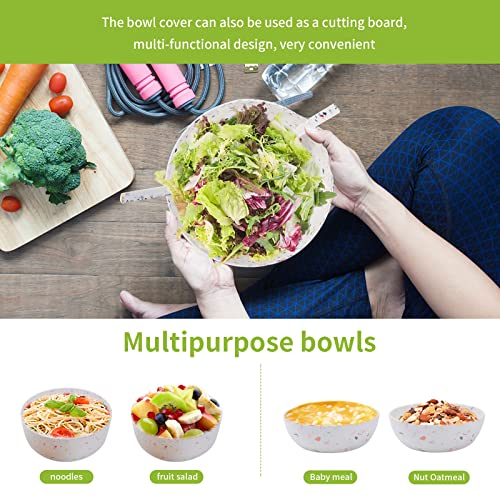 Ecoway Melamine Salad Bowl, Large Bamboo Fiber Salad Bowl With 4 Small Serving Bowls, Natural Bamboo Lid With Handle And Silicone Seal Ring Perfect For Salad Foods(Multicolored Spots,9.8 Inches) #TOP4