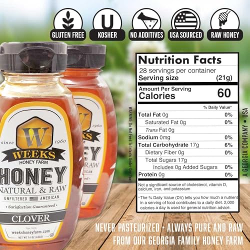 Miel pura cruda Weeks Honey Farm 16 onzas miniatura 2