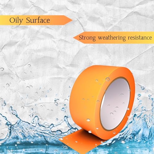 Image of 2 inch Orange Painters Tape,Wide Masking Washi Tape Bright Colours Easy to Remove Doesn't Seep Out Used for Marking Areas Covering Walls Tile Seam Getting Clean Crisp Lines 55 Yards