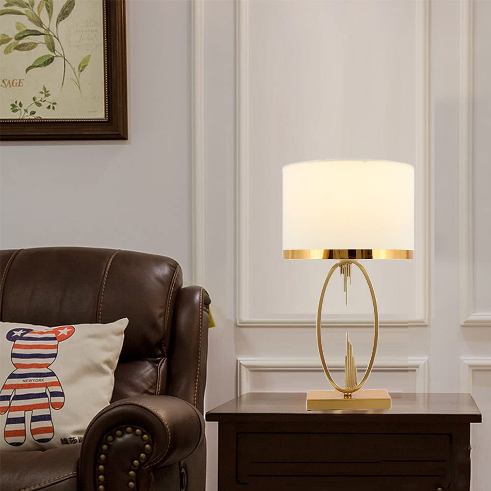 Mengjay E27 Lampada da Comodino,Creativa lampada da scrivania, Lampada da Tavolo Base in Metallo Paralume in Stoffa,Lampada da Tavolo,per camera da letto ufficio soggiorno illuminazione decorare