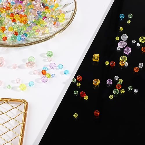 BOXOB 900pcs Crystal Glass Beads Kit, 4/6/8mm Mixed Crystal Gemstone Beads for Jewelry Making Light Color - Image 3