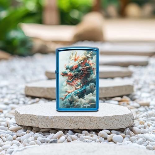 Encendedor Zippo con grabado personalizado Dragon azul miniatura 3