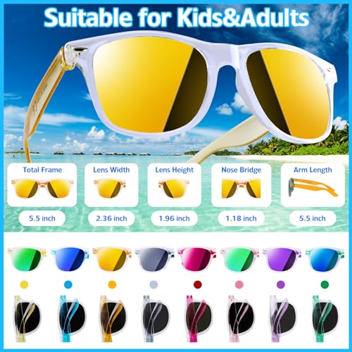 Neon Sunglasses Bulk, 28 Packs 8 Colors Party Glasses with UV 400 Protection for Kids Adults, Pool Beach Party Favor, Goodie Bag Fillers, Birthday Graduation Party Supplies3