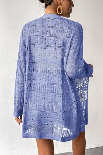 Image of Zeagoo Womens 2026 Summer Crochet Cardigan Sweaters Lightweight Long Sleeve Open Front Kimono Boho Knit Cover Ups