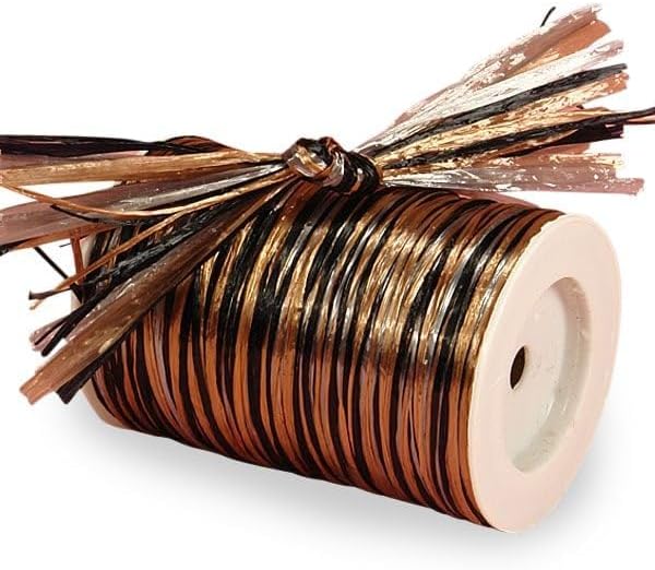 Black Copper & Silver Metallic Raffia 1/4 X 100 Yards Width 1/8