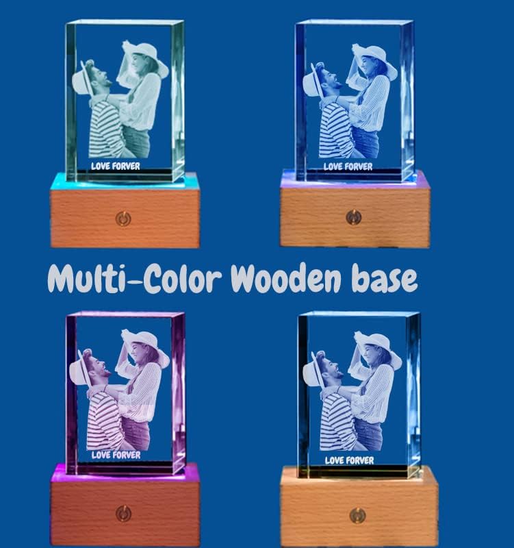 Miniatura 5 de Foto de cristal 3D personalizada con tu propia foto, marco de fotos grabado con láser 3D personalizado, boda, aniversario, Navidad, Día del Padre,
