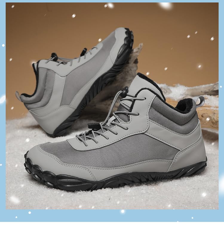Mens Winter Snow Boots Barefoot Shoes No Slip Wide Toe Box Minimalist Waterproof Shoe Trail Running Hiking Boots Sneakers Outdoor Lace Up Warm Comfortable Mid Calf Booties Hiking Shoes3