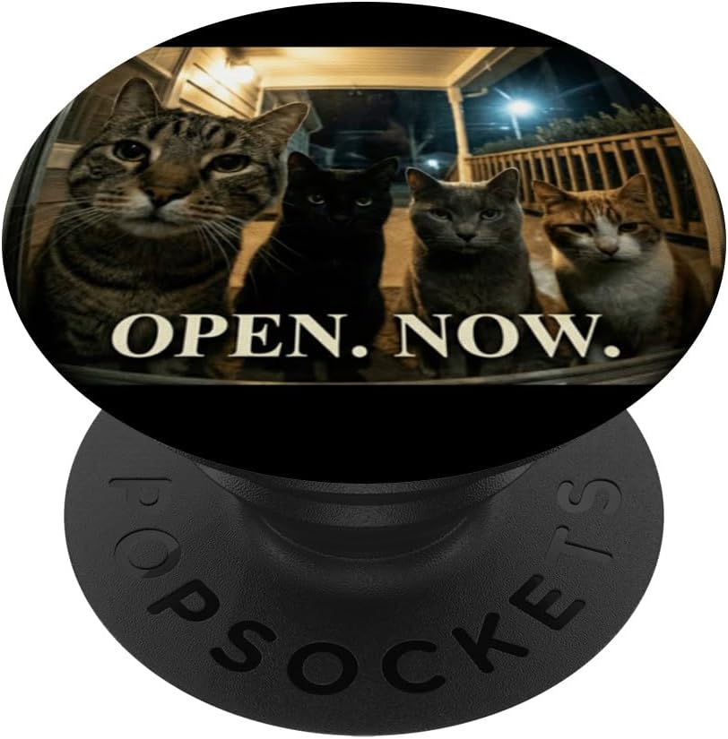 Cat Funny Doorbell Camera PopSockets Adhesive PopGrip