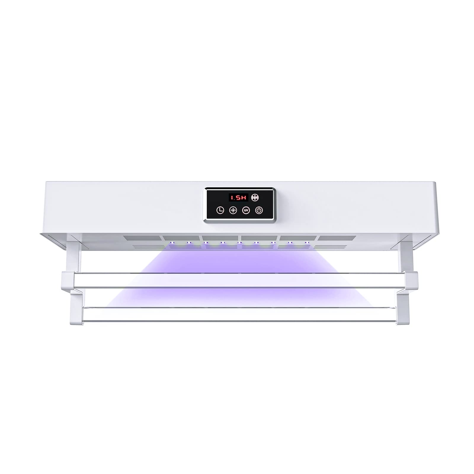 QL Elektrycznie Ogrzewany Wieszak na Ręczniki z Dezynfekcją UV i Szybkie Suszenie 500W,Grzejnik Ręczników do Łazienki i Kuchni 60CM,Biały