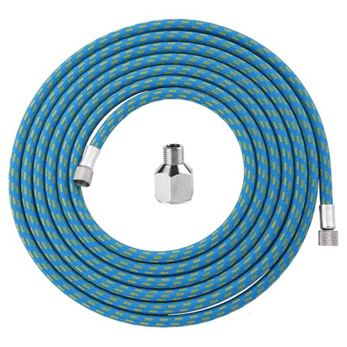 HUBEST 6ft Braided Airbrush Air Hose with 1/8 Inch to 1/4 Inch Adapter - Nylon Braided Air Line Compatible with Iwata Master Devilbiss Airbrush Compressors - Kink-Free Standard Fitting
