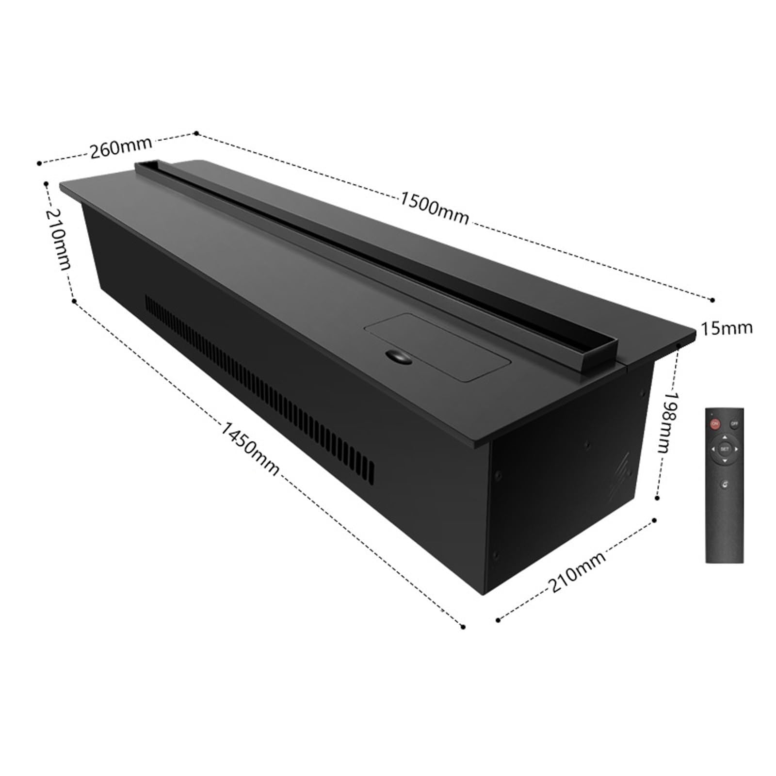 Wkład kominkowy elektryczny na parę wodną, ultracienki kominek elektryczny do wnętrz z panelem sterowania i pilotem, regulowany płomień, kominek 3D Mist,One Color 1500mm