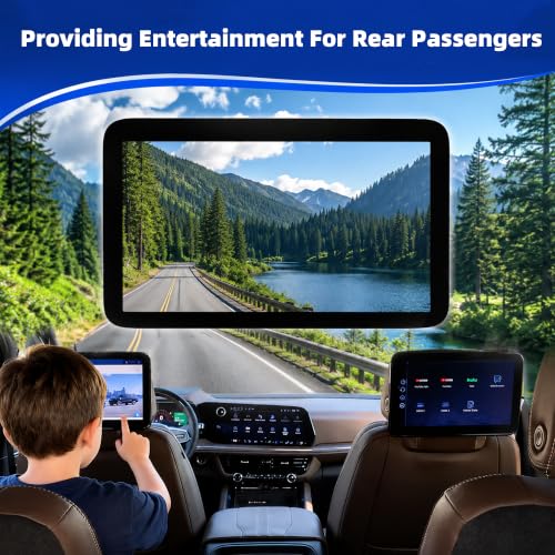 Image of 12.6 inch LCD Display Headrest Back Seat Monitor Entertainment Screen Compatible with 2021-2024 GMC Yukon Chevy Tahoe Suburban Cadillac Escalade Replaces 85100043