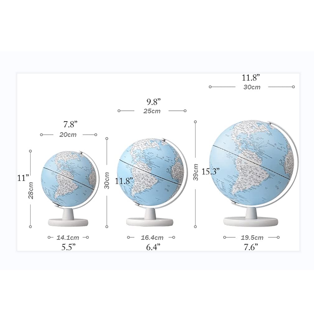 HRTC wereldbol Mappamondo con Supporto Mappamondo Blu Mappamondo geografico con Illuminazione a LED 2 in 1 Lampada a Globo per Bambini Perfect Desk Manuale Pratico