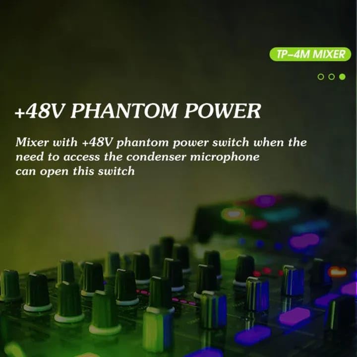 kh Audio Mixer 4 Channel for Stage Live Studio Stereo Recording DJ Stage Professional Audio Mixer Sound Board Console System Interface 4 Channel 48V Phantom Power (4 Channel DSP) - Image 4 thumbnail
