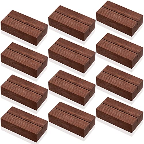 La Mejor Lista de Soporte para tarjetas para comensales los preferidos por los clientes. 50 12 soportes de madera para tarjetas de madera, para números de mesa, soporte para tarjetas de nombre, para bodas, fiestas, eventos (3 x 1.6 x 0.8 pulgadas, color nogal)