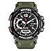JieGreat - Orologio da polso sportivo da uomo, con schermo a LED e doppio display digitale elettronico. Verde militare