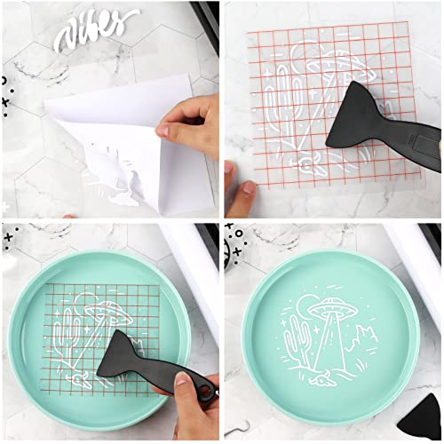 Image of HTVRONT Permanent Vinyl Roll with Transfer Tape, 12 inch x 14FT Black & White Adhesive Vinyl Compatible with Cricut Cutting Machine, Silhouette - 2 Rolls Easy to Weed & Transfer