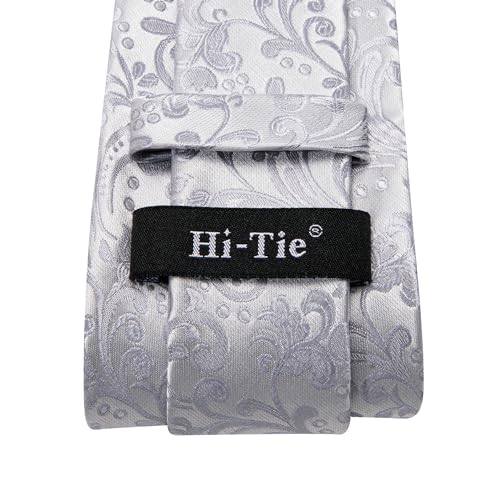 Image of Hi-Tie Men 63inches Tie Set Extra Long Necktie Paisley Tie Pocket Suqare Cufflinks Big and Tall Men Tie
