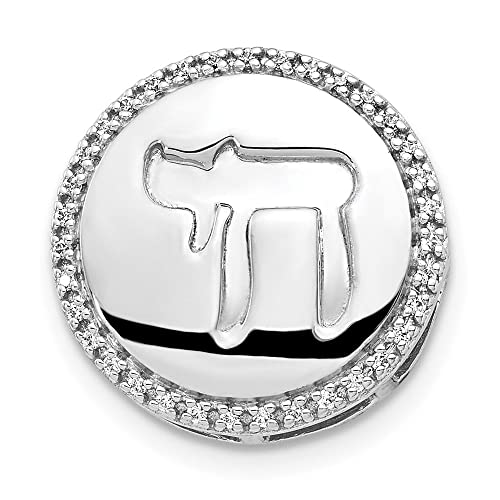 14k White Gold 1/10ct. Diamond Chai Chain Slide GLD-AZ-PM4357-010-WA