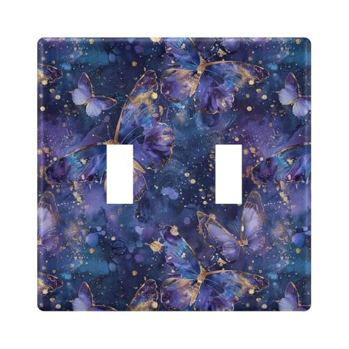 UMIRIKO Blue Purple Gold Galaxy Butterfly Light Switch Cover Plate Covers Decorative Double Toggle Home Decor 202b5849