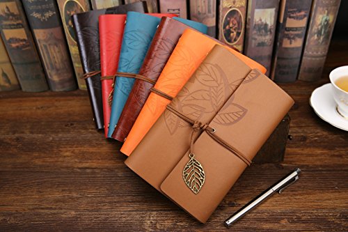 Image of TRIVAH Leather Writing Journal, Refillable Travelers Notebook,Art Sketchbook, Travel Diary with Blank Paper (Black, 5 Inch)