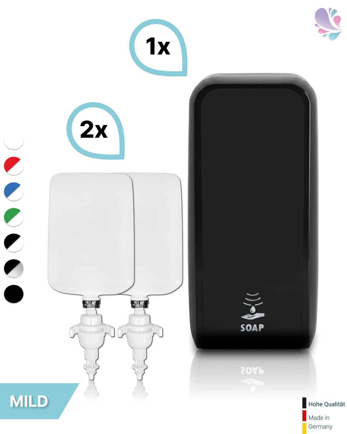 Set: Jabón Sensor Blanc Cosmos 6 x de 1 L Espuma Jabón Mild – del Juego, Negro