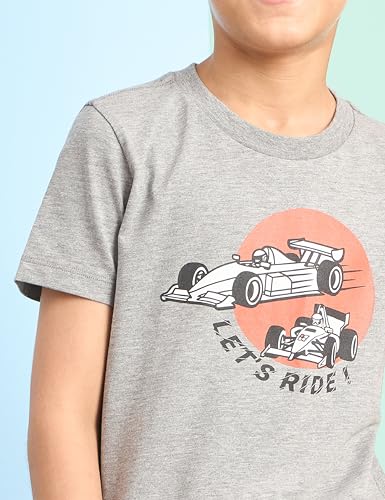 Image of Amazon Brand - Symbol Boys 100% Cotton Graphic Printed Half Sleeves T-Shirt | Age 6-14 Years