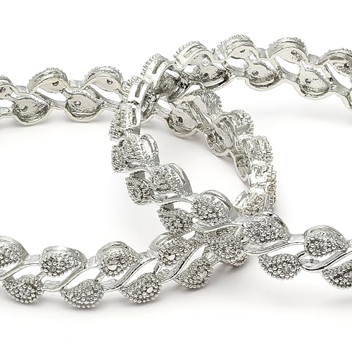 Leaf Shaped AD Plated Bangles for 2.4
