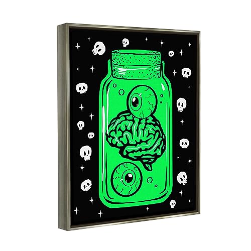 Image of Stupell Industries 'Spooky Specimen Jar'| Floating Frame Canvas Art | Stupell Industries | Gray, 17 x 21 Inches, Easy to Hang and Sturdy, Made in USA, by Ziwei Li