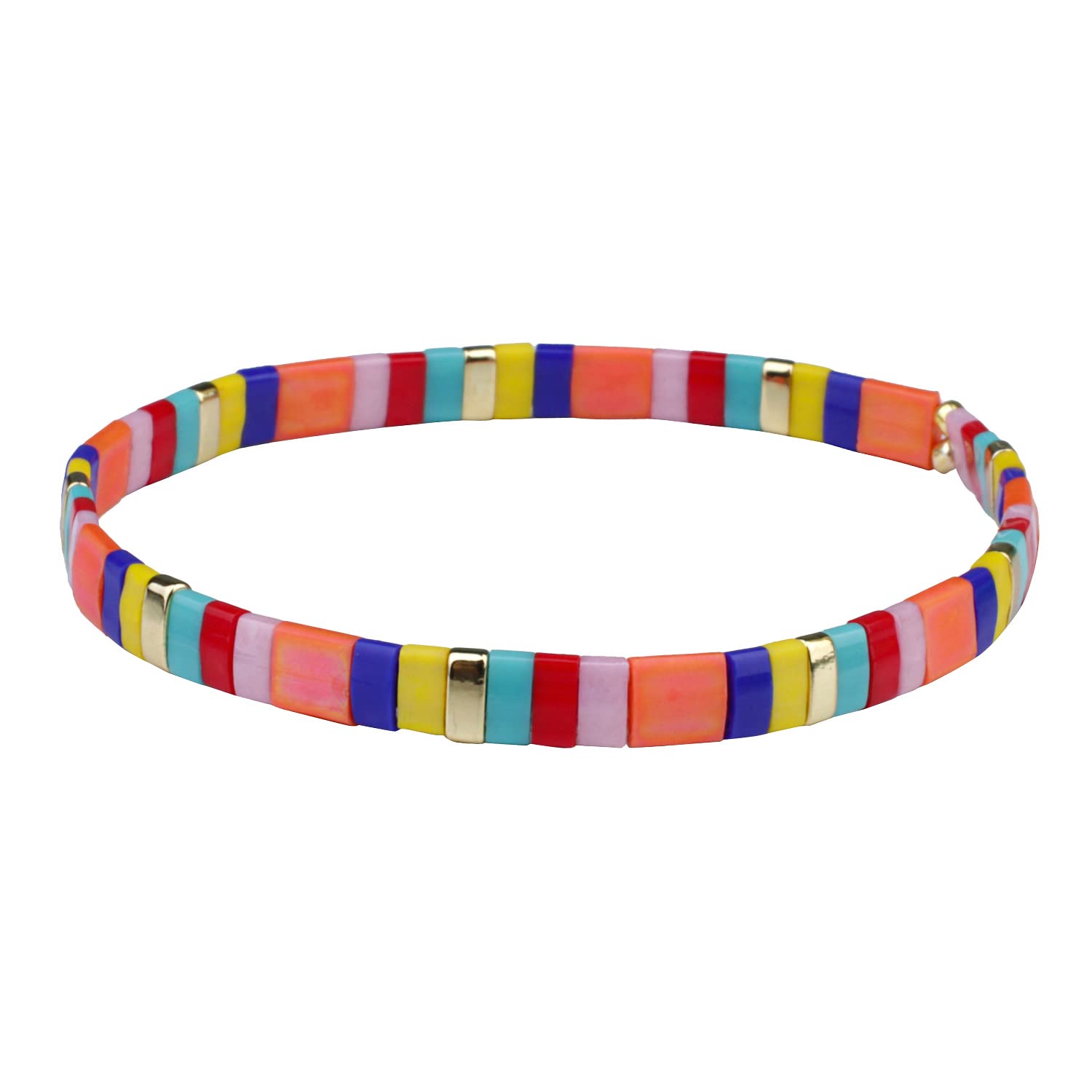 KELITCH Colorful Stackable Stretch Bracelets Tila Bead Bracelets Women Friendship Bracelets Bohemian Jewelry