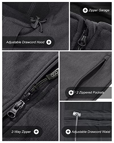 33,000ft Softshelljacke Damen Lange Übergangsjacke Wasserdicht Winddicht Softshellmantel Windbreaker Atmungsaktiv Wanderjacke Outdoor Mantel mit Abnehmbarer Kapuze Dunkelgrau, 40