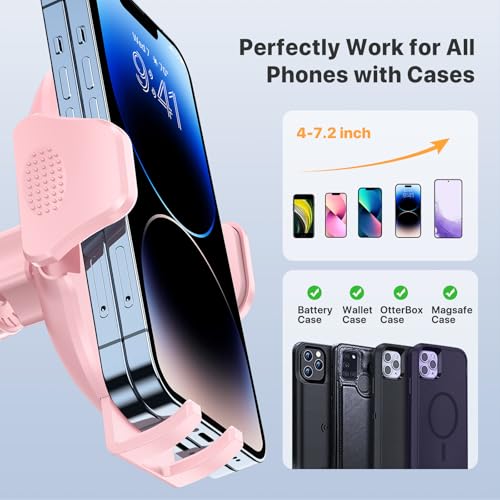 Image of miracase Phone Holders for Your Car with Metal Hook Clip, Cell Phone Mounts Air Vent Cell Phone Stand Car Mount, Universal Automobile Cradle Fit for iPhone Android and All Smartphones (Pink)