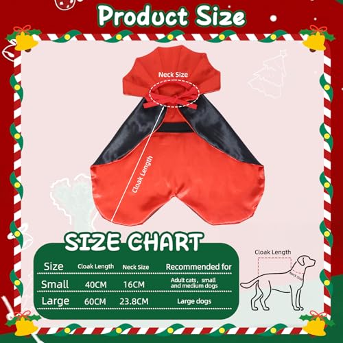 ROSAUI Weihnachten Hundekostüm Umhang, Rot-Schwarzes Cape für Hunde & Katzen, Festliches Weihnachts Outfit für Fotos, Party & Geschenk, Bequeme Haustier Verkleidung für Winter