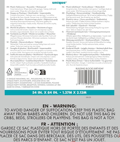 image for Unique Vibrant Building Blocks Birthday Rectangular Plastic Table Cove