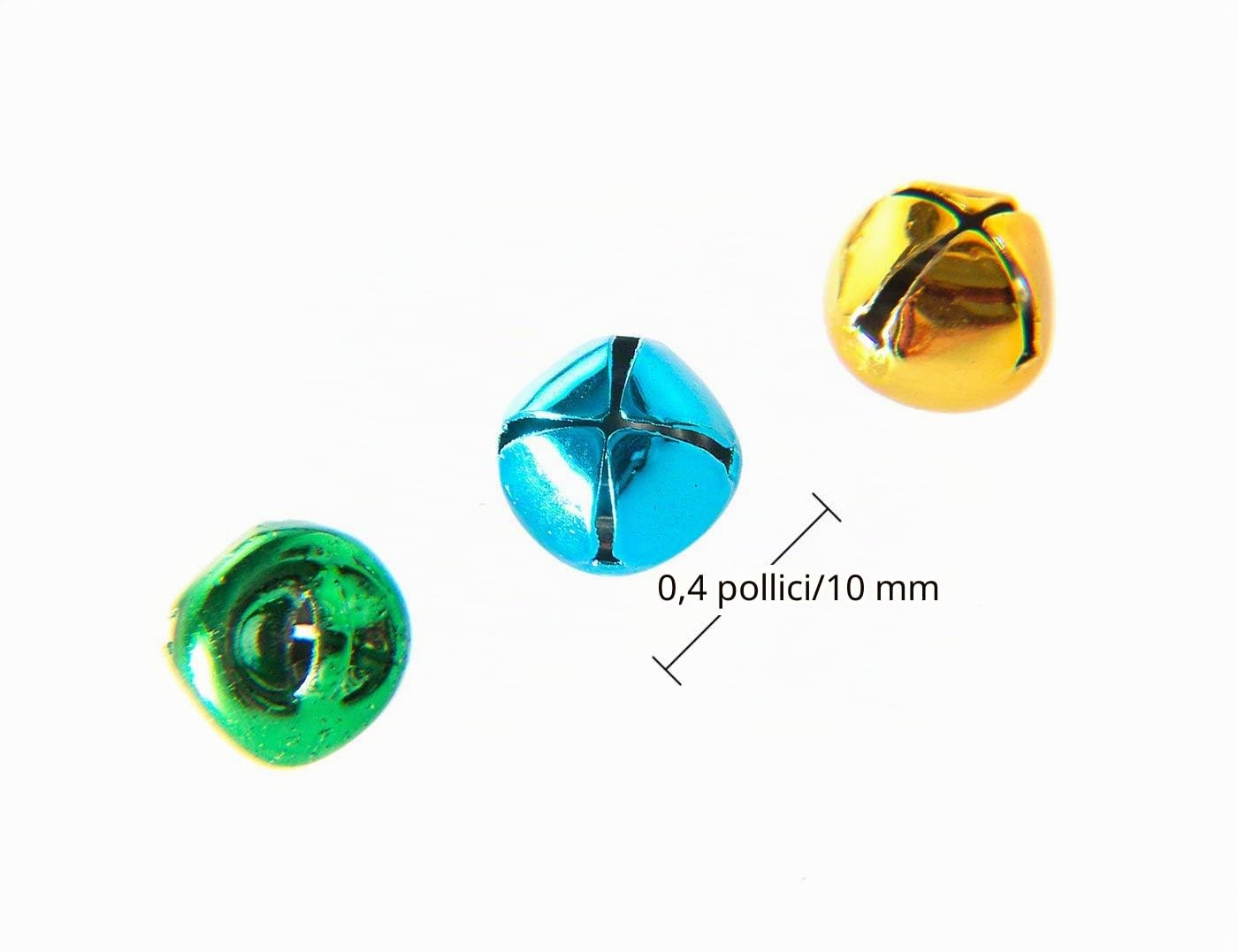 300PCS Campanelle Colorate, BetterJonny 10mm Metallo Campanellini Piccole Campanelle Natalizie Colorati Campanellini Natale Jingle Bells per Albero di Natale, 5 Colori