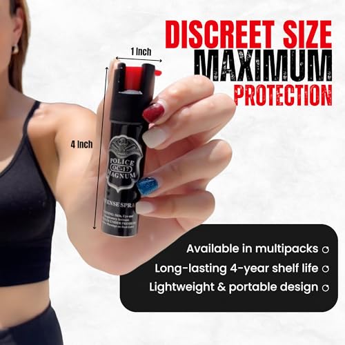 Police Magnum Compact Pepper Spray Self Defense- Tactical Maximum Heat Strength OC- Small Discreet Carry Canister- Made in The USA - Image 4