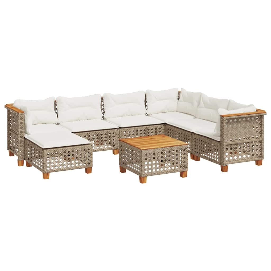 Juego de muebles de jardín modulares de ratán sintético negro con fundas extraíbles, 8 piezas, incluye cojines