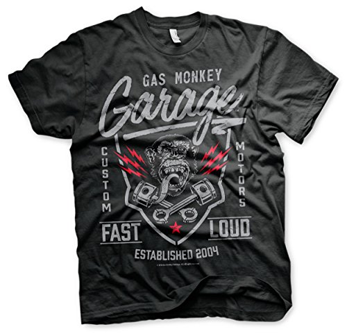 Gas Monkey Garage Fast'n Loud Hombre Camiseta Negro M, 100% algodón, Regular