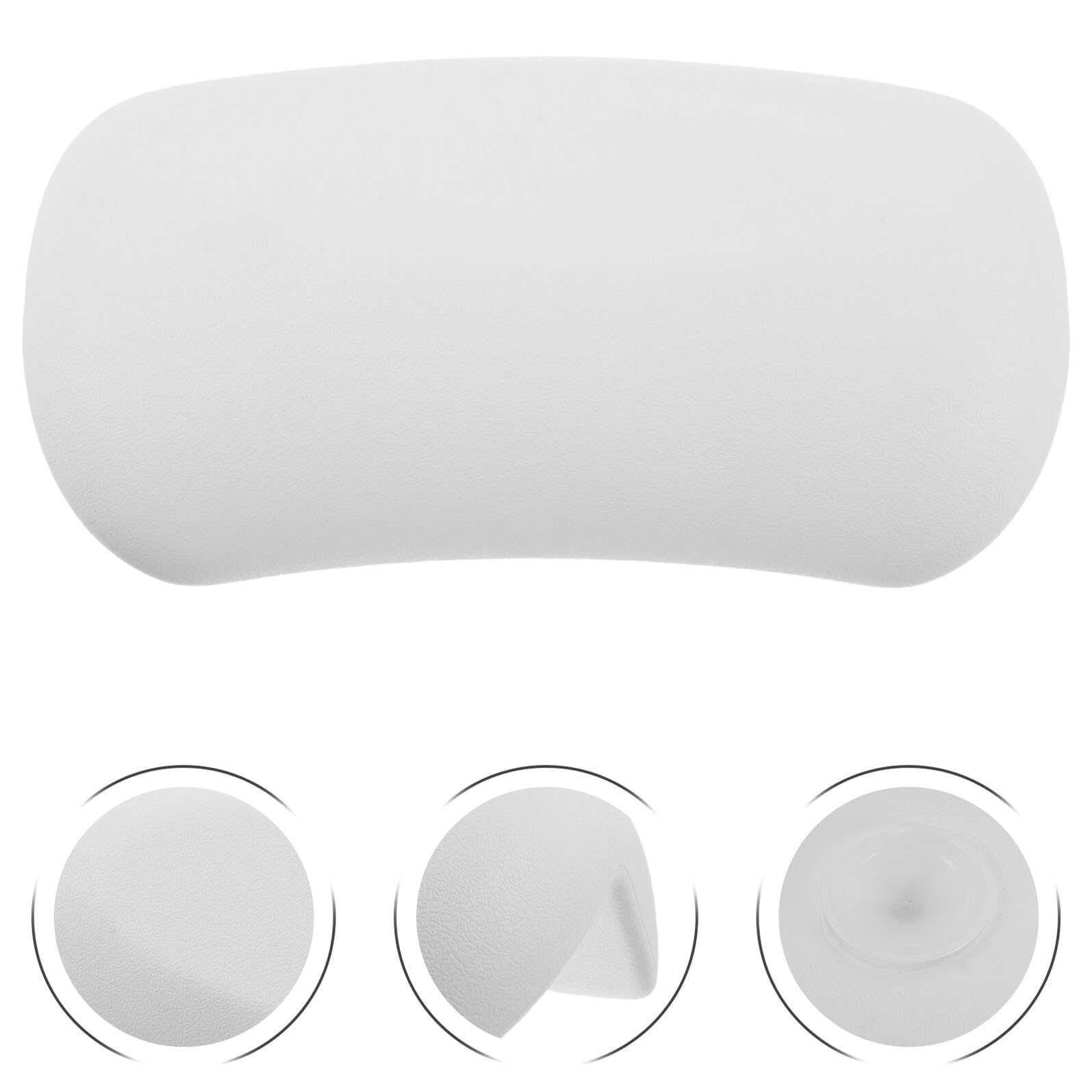 Cuscino da Vasca da Bagno in Silicone con Ventose, Bianco | Supporto Testa Stabile, Leggero e Confortevole, per Spa e Viaggio, Pu e Silicone