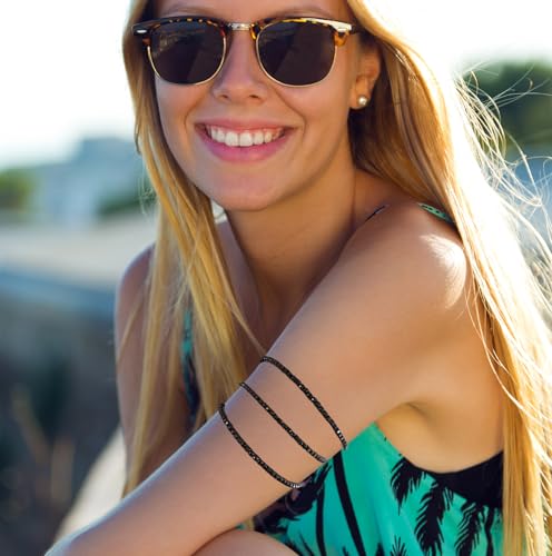 Jojomina Black Bracelets for Women Rhinestone Arm Cuff Bracelet Jewelry for Upper Arm for Prom Pageant Party Wedding2