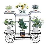 unho Estantería para Macetas de Hierro Soporte de Flores Plantas para Jardín Exterior Interior Estantería Decorativa con 6 Estantes 83 x 22 x 68.5cm
