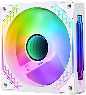 TJ Prism 120mm GEN4 Addressable-RGB case Fan White,Multifaceted Infinity Mirror RGB Light Effect 5V 3PIN Motherboard Light Sync 1200RPM Suitable for Computer Cases and Liquid radiators