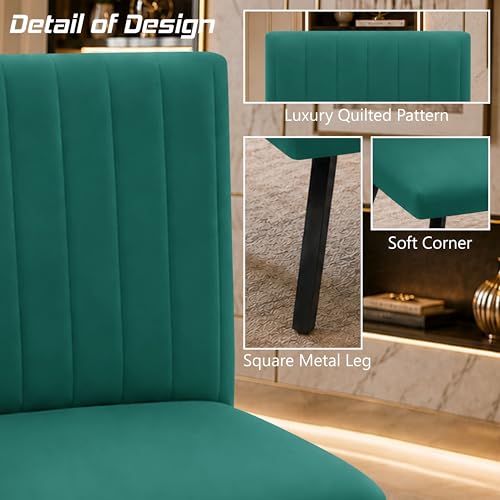 Image of Modern Velvet Accent Chair for Living Room | Upholstered Single Seater Chair with Metal Legs | Comfortable Seating for Bedroom, Office & Guest Room - Green