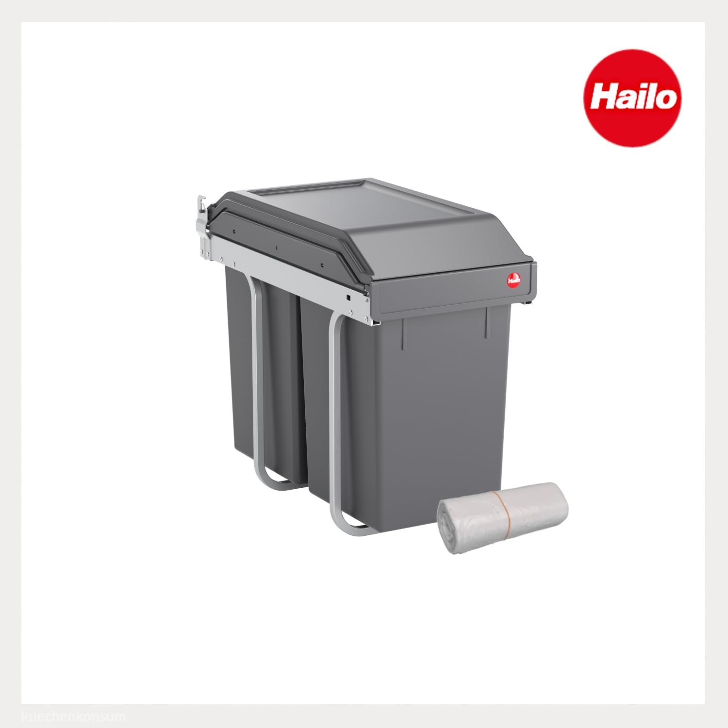 Hailo Poubelle de cuisine tri sélectif 2 bacs encastrable sous évier 30L (15+15) Tandem