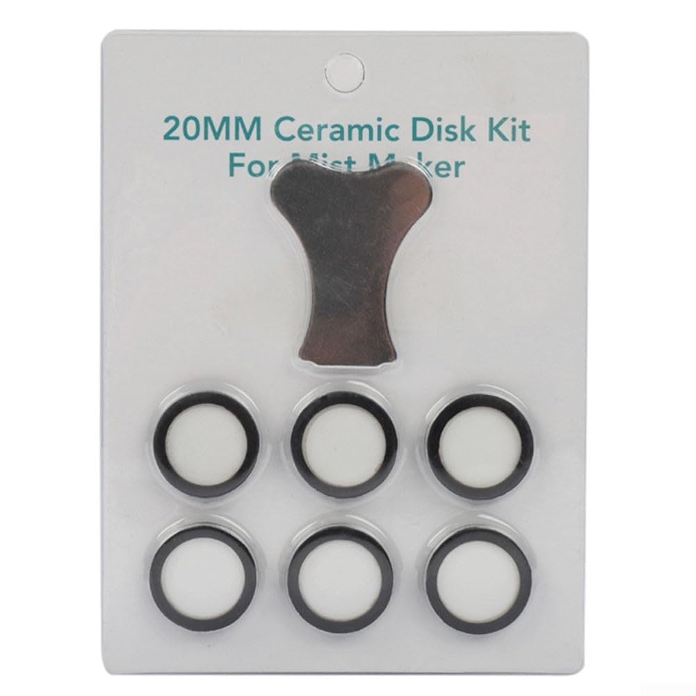 BEYOEE 20mm Ceramic Disc Kit Pottery Disc Kit for Humidifiers High Efficiency Mist Maker Replacement Ceramic 1.70MHz Frequency Atomization with Wrench Included Home Improvement Indoor,6PCS
