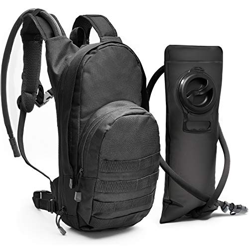 Tactical Molle Hydration Pack Backpack with 3L Water Bladder. Lightweight & Durable Military