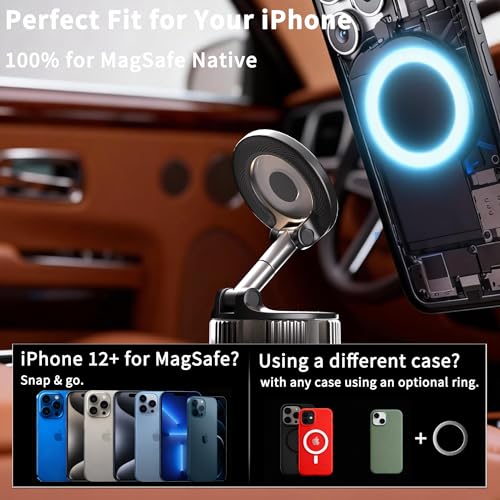 Image of RayLink [Ultra Strong 120LB Vacuum Suction & 2800gf Magnet] Magnetic Phone Holder for You Car, 360 Adjustable for MagSafe Compatible Car Phone Mount for iPhone 17 /16 /15 /14 /13 /12 Pro Max Plus